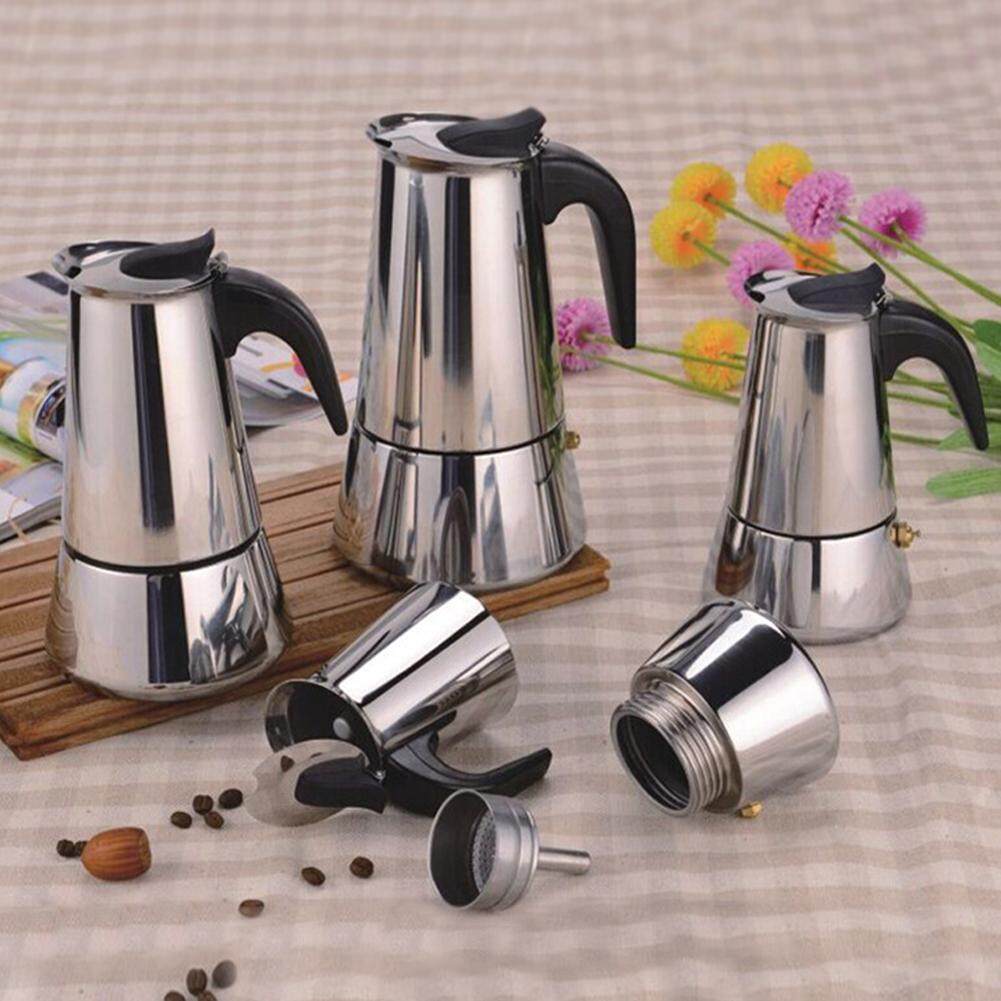 Household Stainless Steel Coffeepot Exquisite Mocha Kettle with Filter Practical Coffee Heater  Volume: 450mL