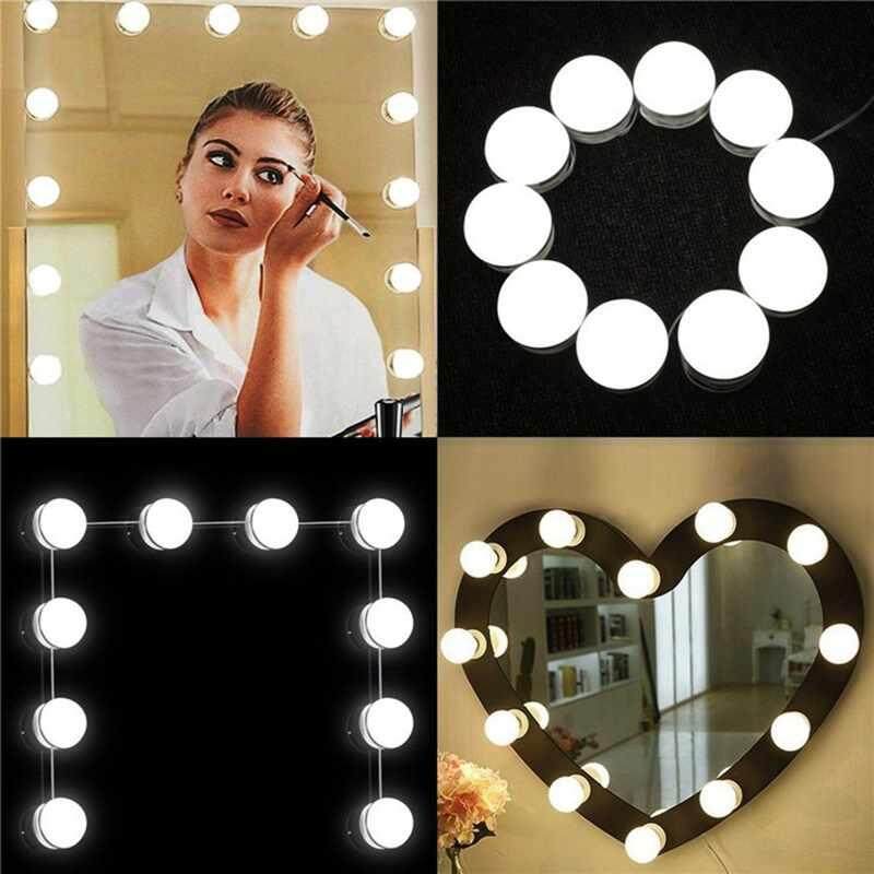 Oobest Hollywood Phong Cách 10 LED VANITY MIRROR Đèn Bộ với Mờ Bóng Đèn chiếu Sáng Dải cho Trang Điểm Vanity Bộ Bàn