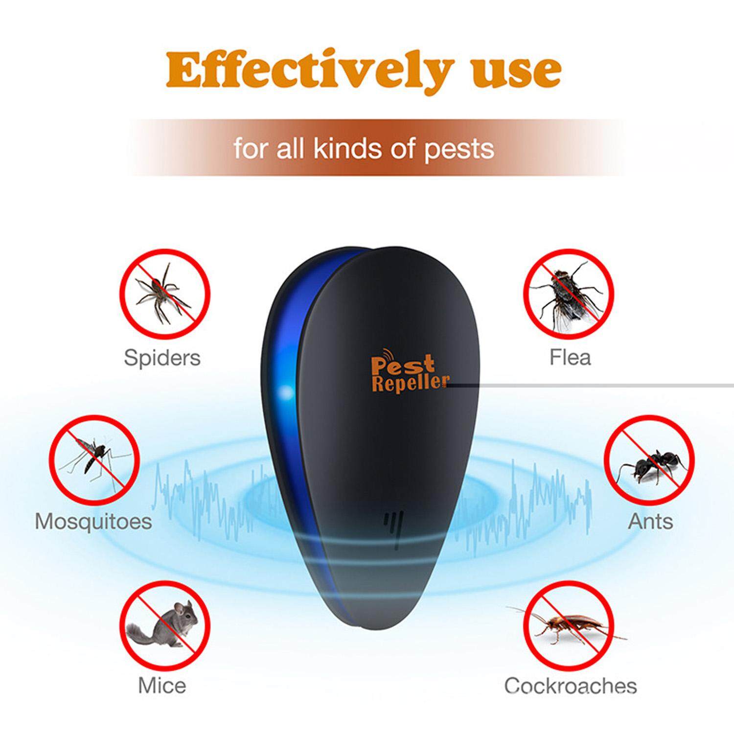 2 PCS Electronic Ultrasonic Pest Control Repeller Plug In Insect Repellent Killer for Mouse Mosquito Cockroach Cricket Bugs EU Plug - intl