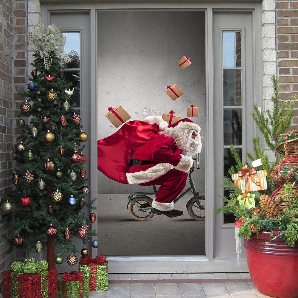 Christmas 2017 Funlife3D door stickers for Santa Claus creative wallpaper