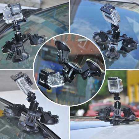 LIFEF Triple จุกดูดติดตั้งแก้ว Sucker สำหรับ GoPro HERO สำหรับ SJ กล้องสำหรับกีฬา