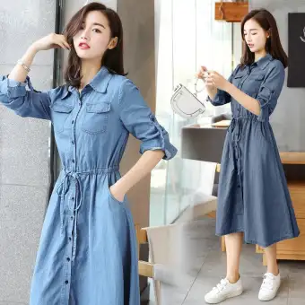 long shirt dress with jeans