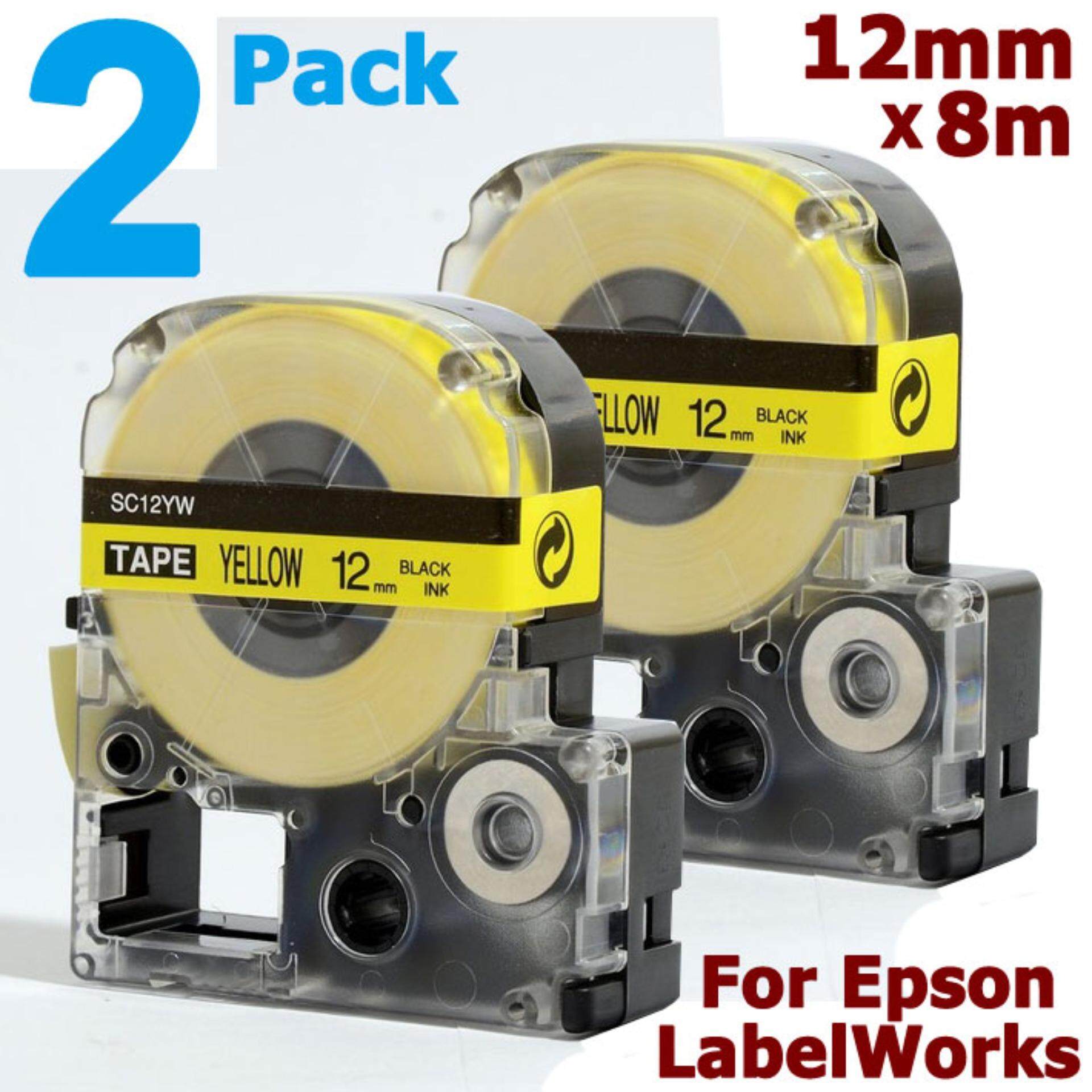 5X LC-4YBW  LC Tape for Epson LW-900P LW-1000P 12mm x 8m Black on Yellow 