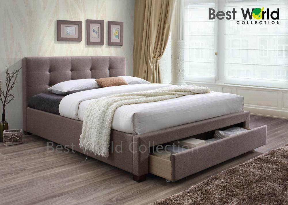 Best Adam Fabric King Size Bed Frame With Pulley Drawer Colour