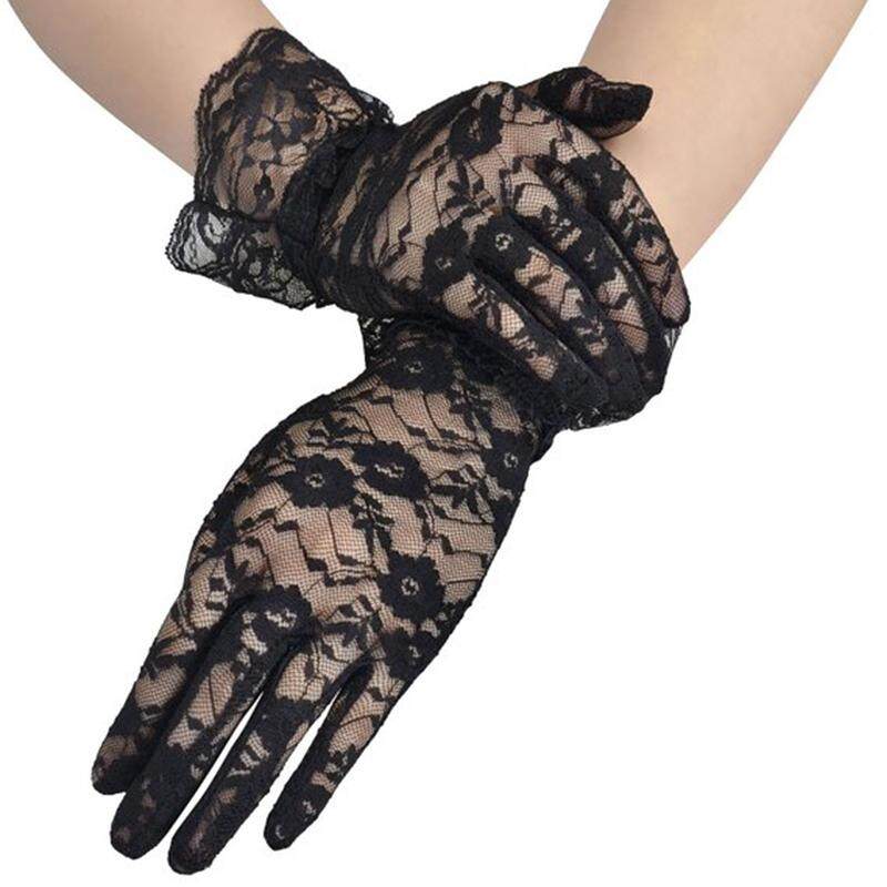 Fashion Women Bridal Evening Wedding Party Prom Driving Costume Lace Gloves black