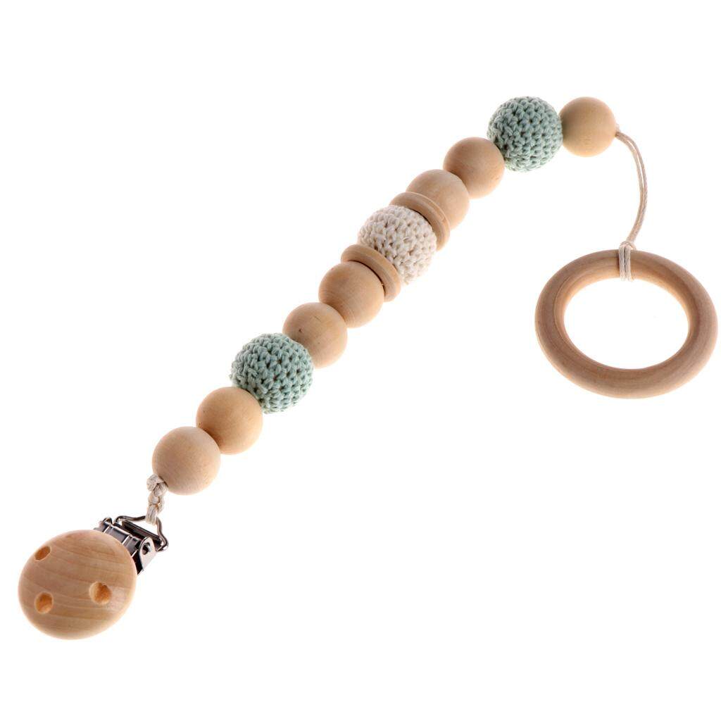 Baby Wooden Teething Dummy Pacifier Clip Bead Infant Soother Nipple Strap Chain