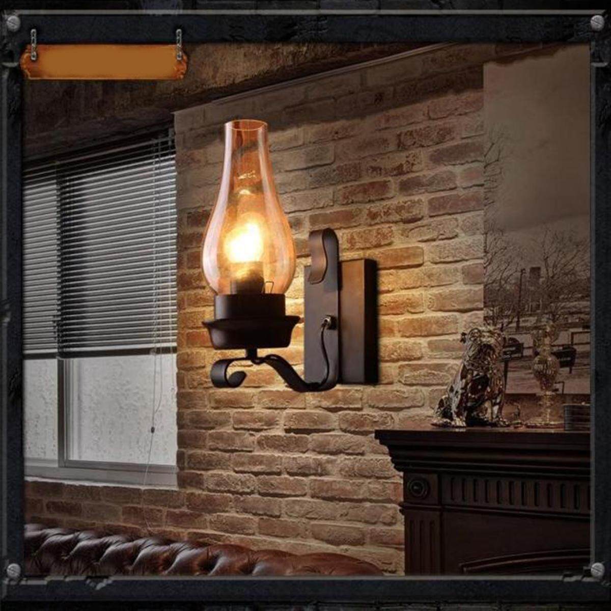 E27 40 Wát Dầu Hỏa Sắt Loft Retro Treo Tường Công Nghiệp Đèn Treo Tường Sconce Đèn Chiếu Sáng