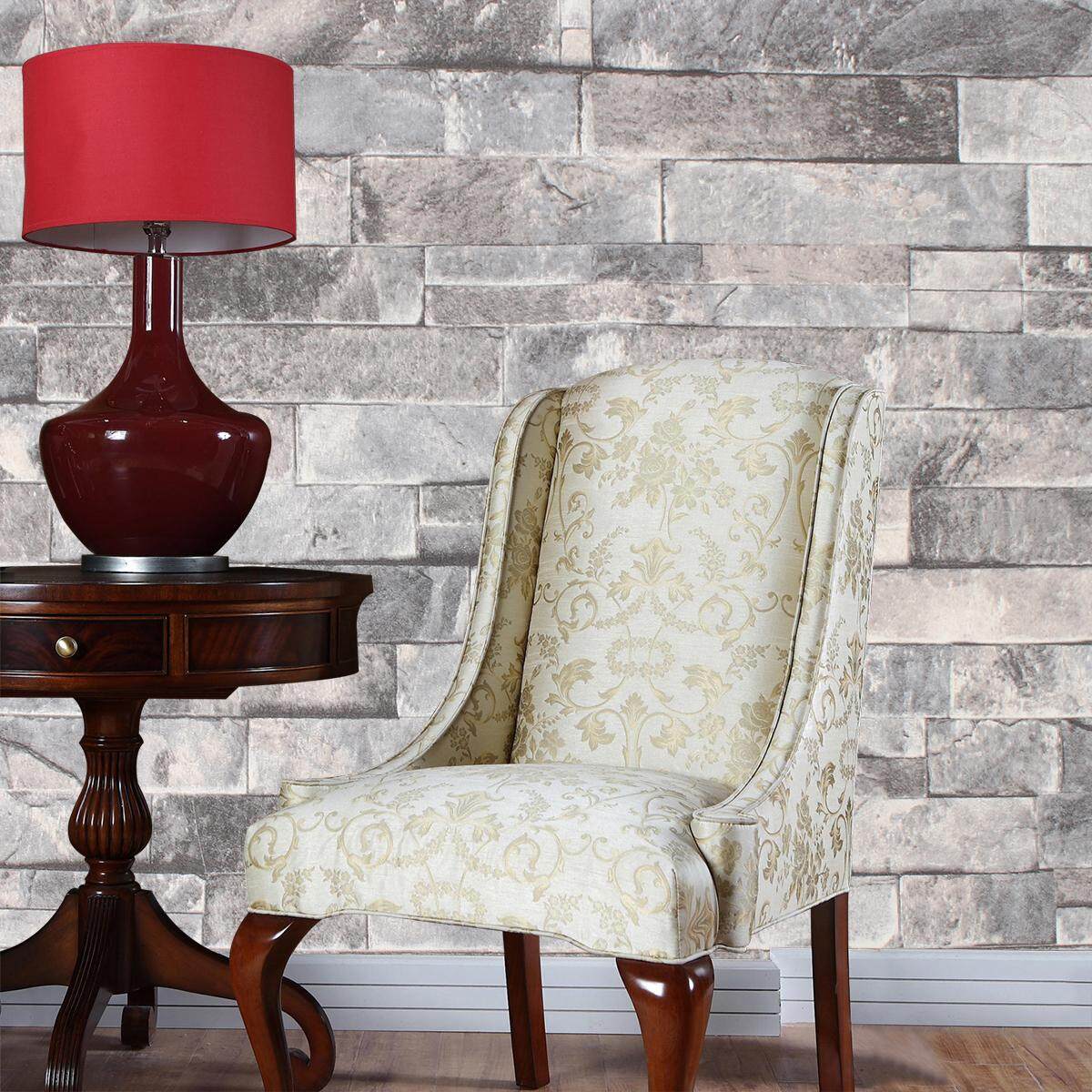 10M Natural Simplicity 3D Brick Stone Wallpaper Roll Art Wall Paper Modern Decor# Grey