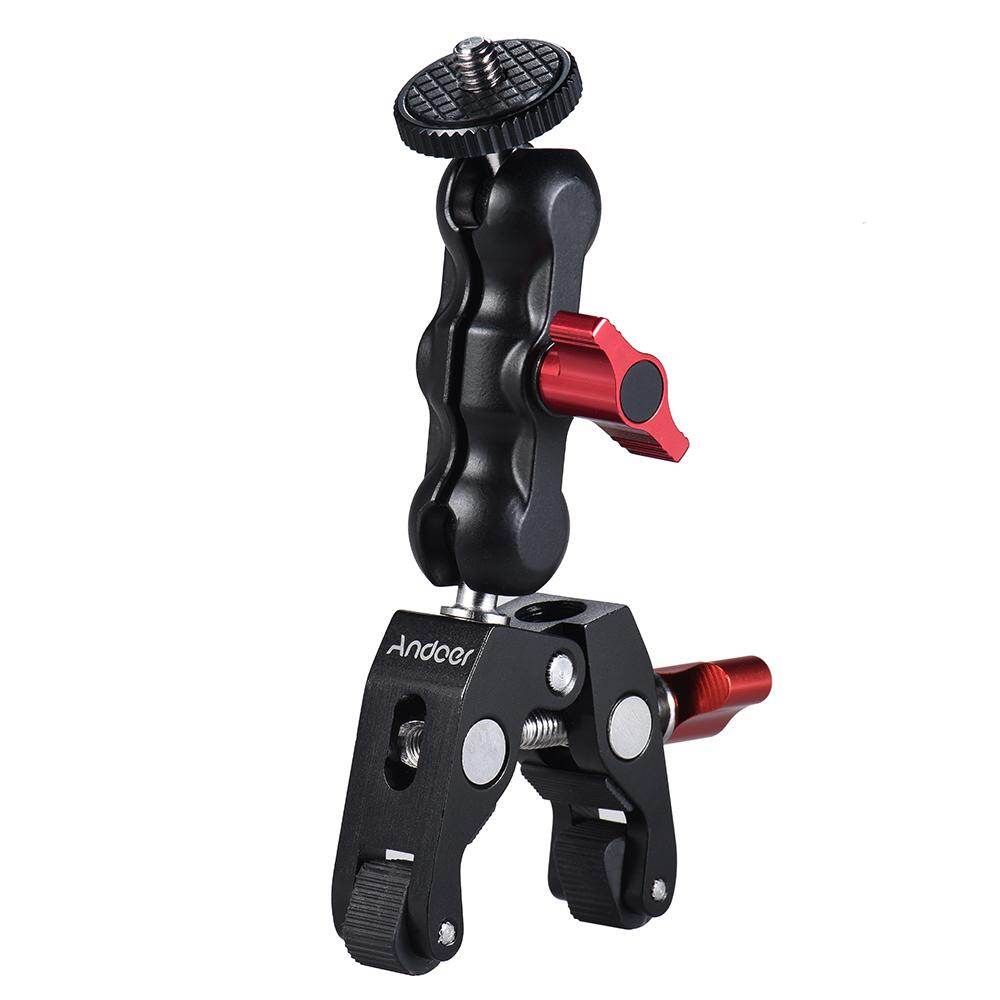 Andoer Multi-function Ball Head Clamp Ball Mount Clamp Magic Arm Super Clamp with 1/4-20 Thread for GPS Phone LCD/DV Monitor LED Video Light Flash Light Microphone and More