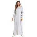 Mode untuk Wanita Gamis Muslim Padat Manik-manik Desain Gaun Maxi Menampilkan Gaun Elegan Ramadan Timur Tengah (Lampu Grey m/Kami ~ 6/UK ~ 10)