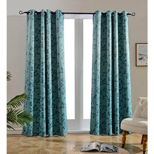 teal curtains
