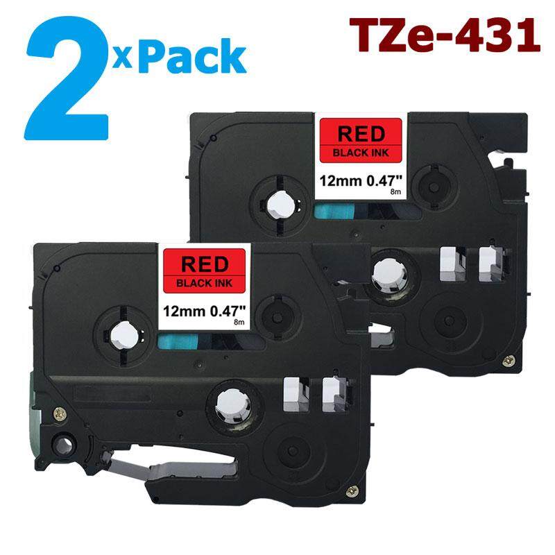 8PK Black on Red Label Tape TZ-431 TZe-431 For Brother P-touch PT-D400 D600 12mm