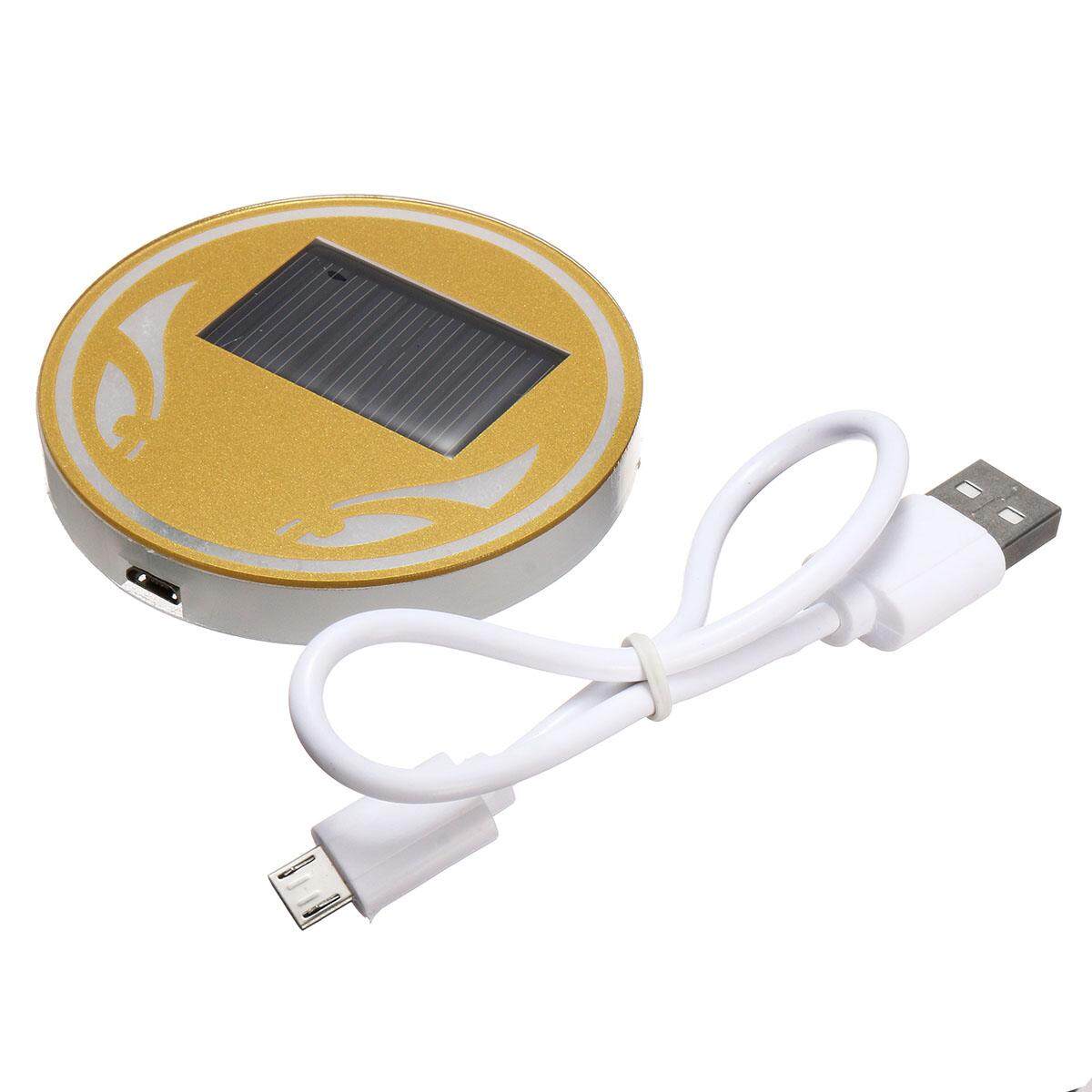 Universal Car Solar Energy Cup Holder Bottom Pad USB Led Blue Atmosphere Lights (Blue) - intl