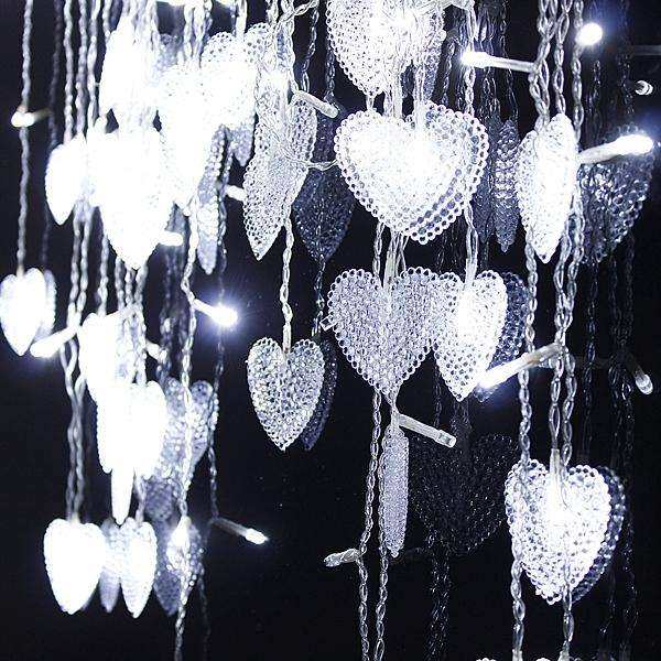 2M White 16 Hearts 104 LED String Fairy Holiday Lights For Party Xmas Wedding