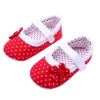 red leather baby shoes