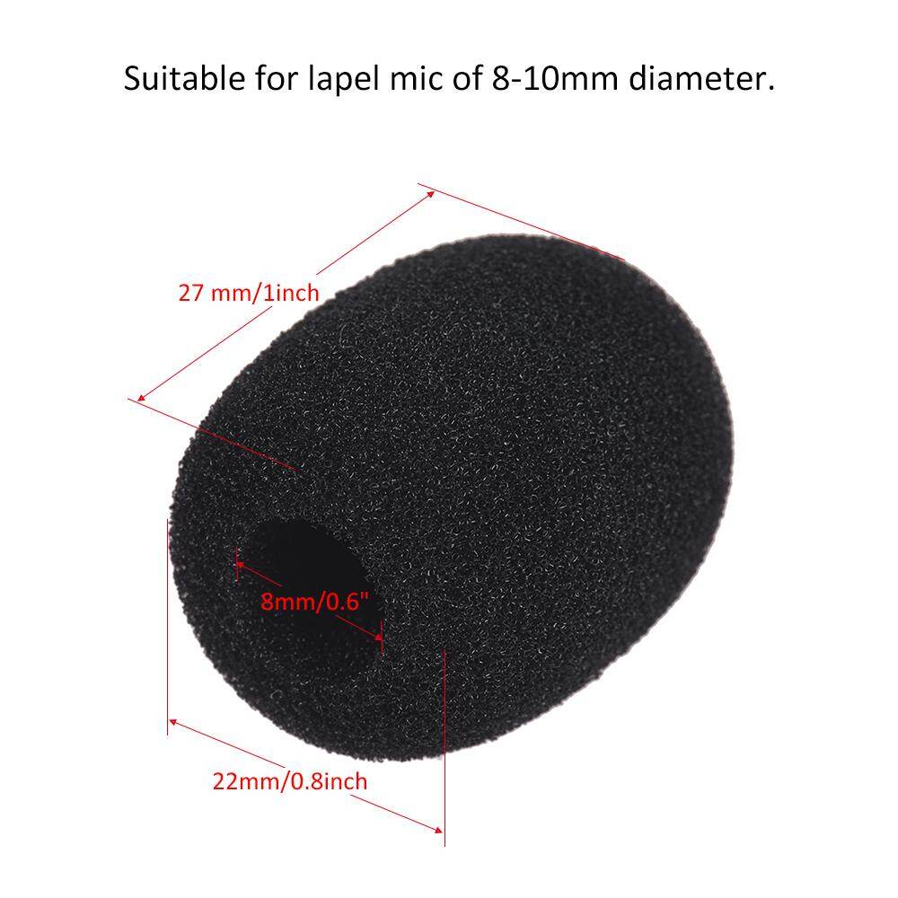 Andoer Mini Lapel Headset Microphone Windscreen Mic Foam Cover, Black 10-Pack