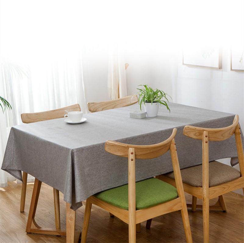 120*160cm Europe Style Waterproof Oilproof Table Cloth Modern Plain Linen Table Cover Outdoor Home Hotel Banquet Desk Cloth - intl