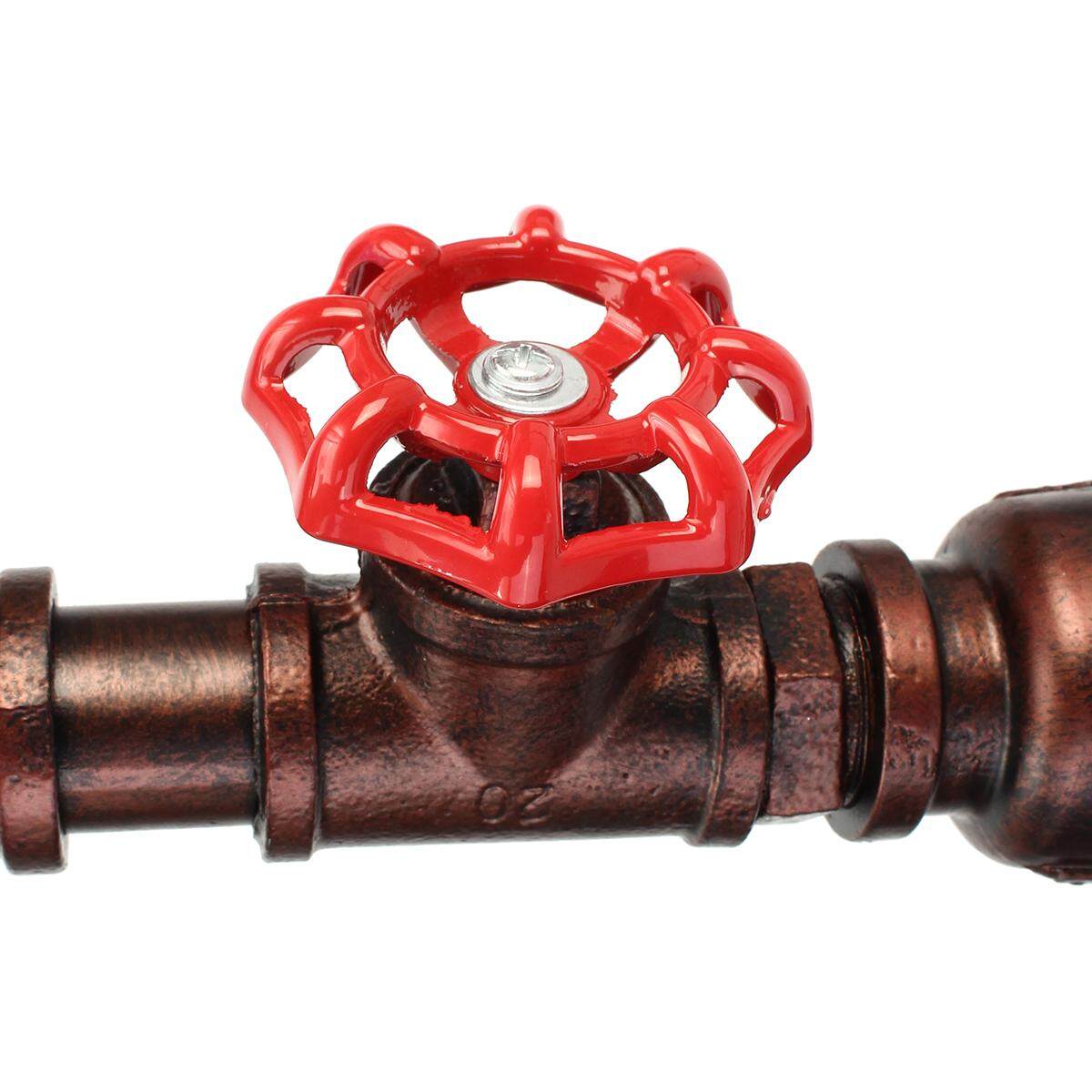 copper pipe red stop tap industrial vintage style pendant light valve E27