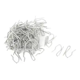 50x Drapery Curtain Tape Buckram Metal Pinch Fold Hook Silver Tone