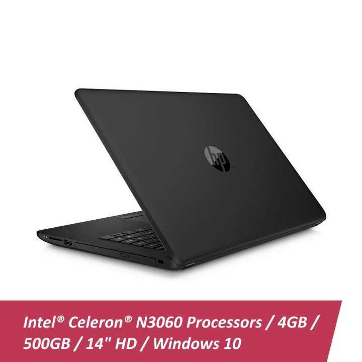 HP 14-bs537TU Laptop (Jet Black, Celeron N3060, 4GBD3, 500GB, 14.0, Win10) - Free Backpack Malaysia