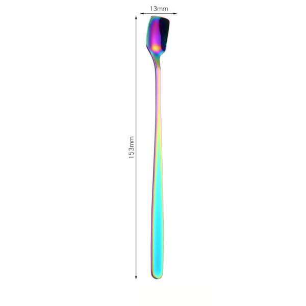 Stainless Steel Square Head Coffee Spoon Colorful Long Scoops Dessert Ice Spoons multicolor