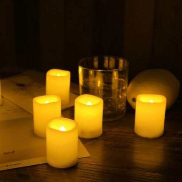 12 Pieces LED Flameless Votives Candles with Batteries (IVORY)