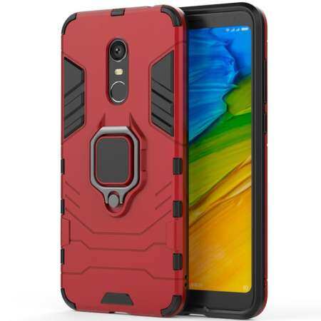 สำหรับ Xiaomi Redmi 5 Plus Case, ซิลิโคน TPU และ Hard PC เกราะกันกระแทกแหวนที่วางแบบโลหะฝาครอบเคสใส่โทรศัพท์