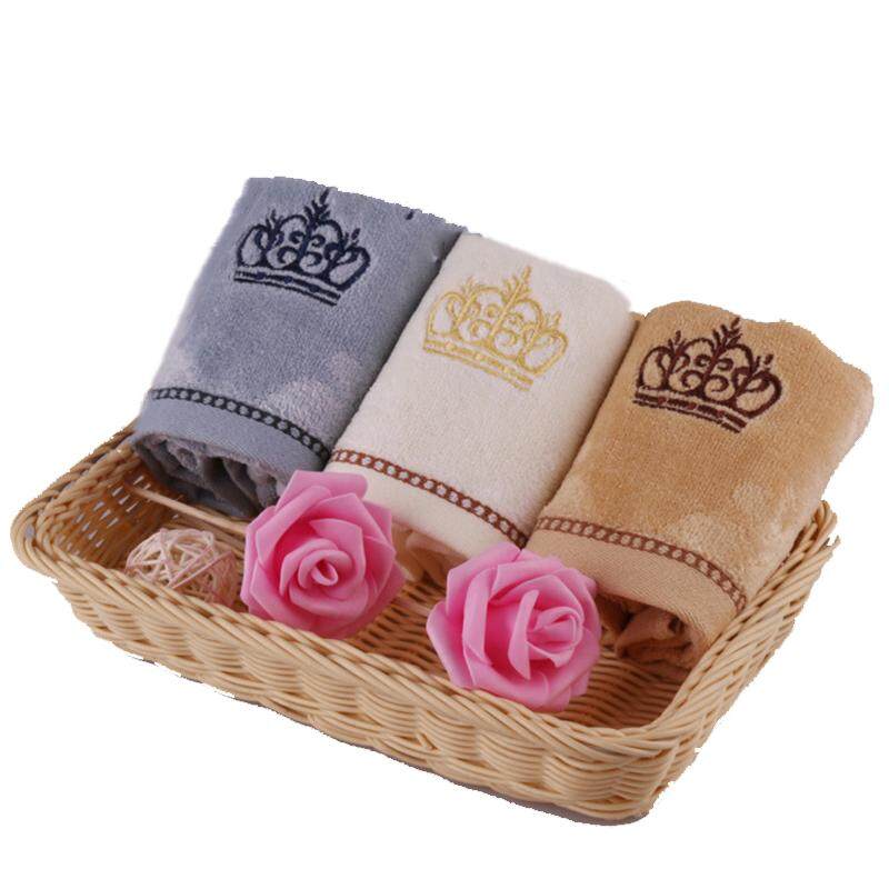 Luxury Embroidery Crown Pattern Soft Cotton Square Face Towels for Women Men Mini Bath Hand Towel Turban for Drying Hair - intl