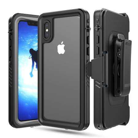 [Original] เคสโทรศัพท์สำหรับ iPhone X 360 องศากันน้ำกันฝุ่นกันกระแทกเคสหลัง Kickstand และคลิปหนีบหมุนได้ฝาครอบเคสห่อหุ้ม - INTL