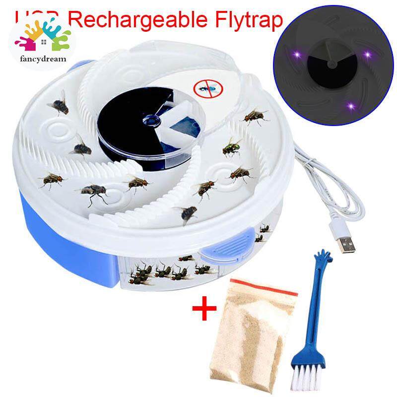 Fancydream Autumatic Điện UV Ánh Sáng Tím Bắt Ruồi 36 Giờ USB Sạc Thiết Bị với Bẫy Thực Phẩm + Tặng Bàn Chải