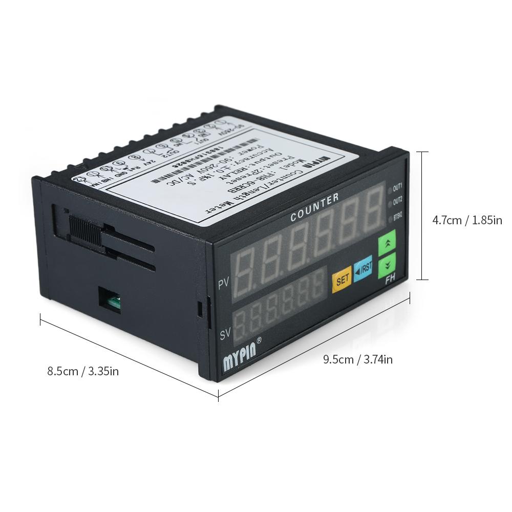 Multi-functional Dual LED Display Digital Counter 90~265V AC/DC Length ...