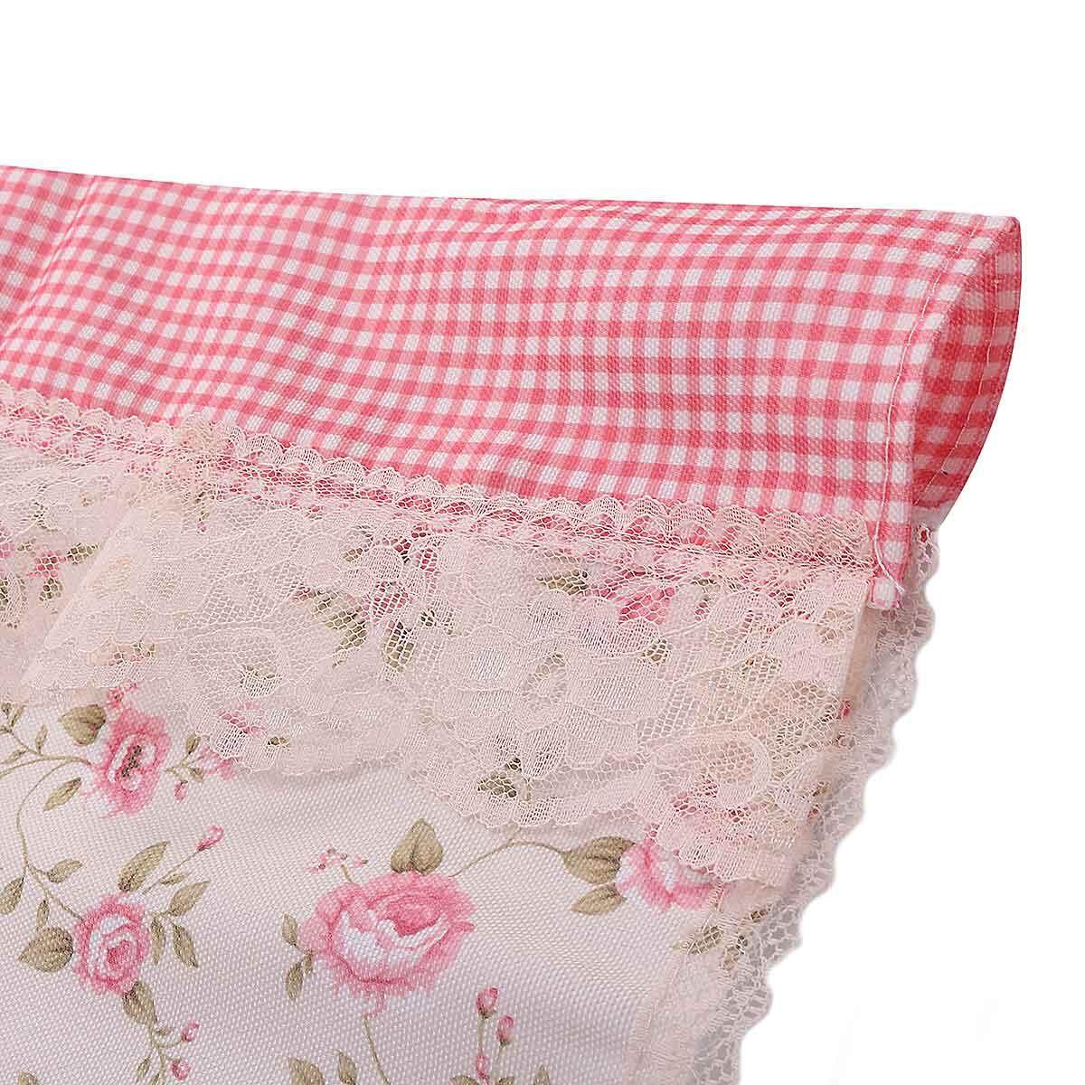 Country Style French Provincial Home Kitchen Blue Pink Rose/Plaid Cafe Curtain