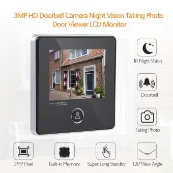 Security Peephole 3mp Hd Doorbell Camera Night Vision Taking Photo