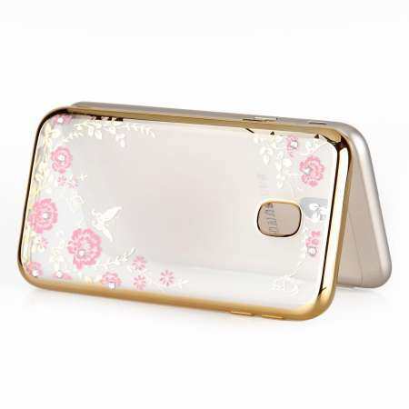 For Samsung Galaxy J4 2018 J400 Clear Soft Butterfly Floral Flower Bling Crystal Rhinestone Plating Case Cover