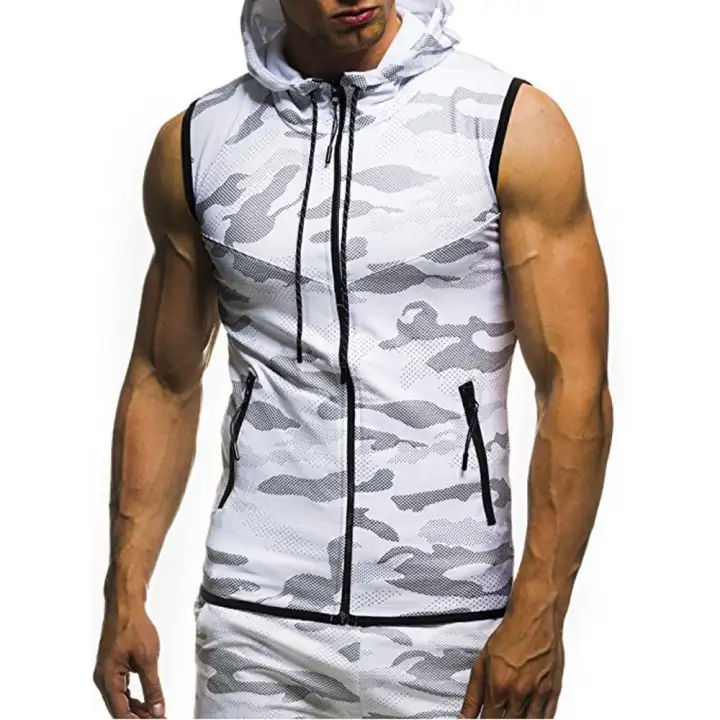 mens hooded sleeveless top