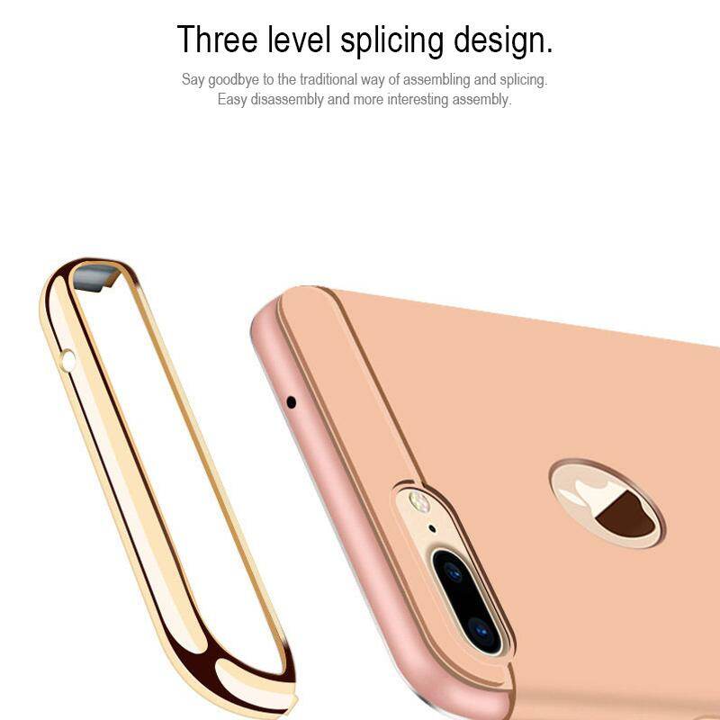 iPhone 7 Plus Case, iPhone 8 Plus Case, 3 in 1 Luxury Gold Hard Case Back Cover Coverage Removable Phone Casing