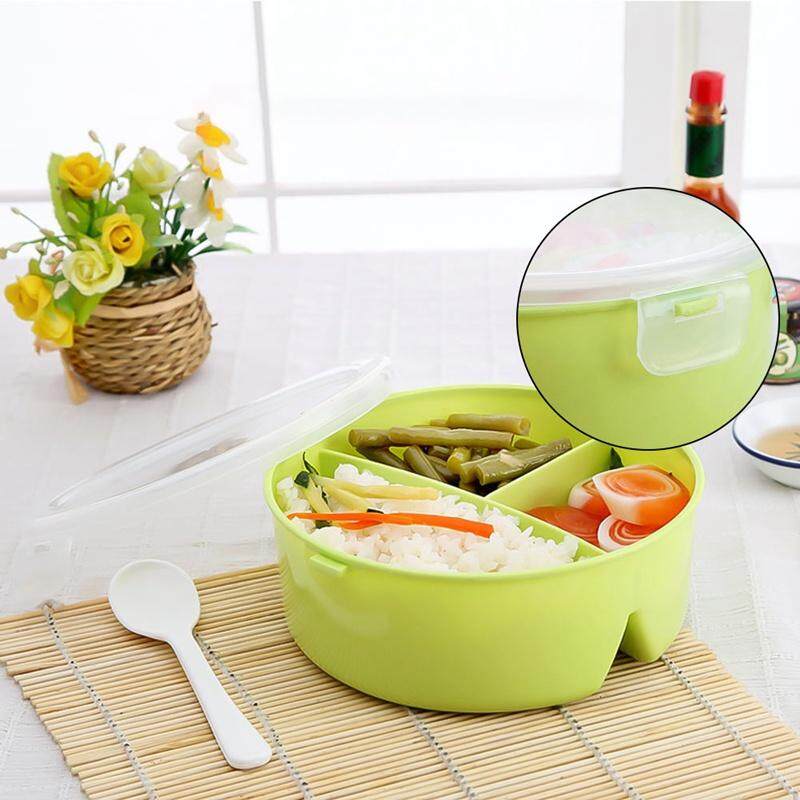 Hot Round Portable Microwave Lunch Box Picnic Bento Food Container Storage+Spoon