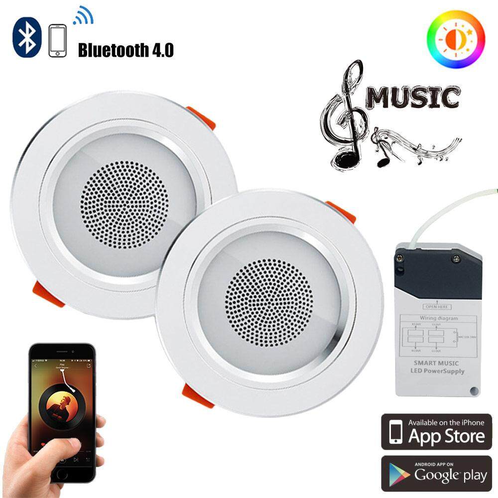 2 cái ĐÈN LED Thay Đổi Bluetooth 4.0 Âm Nhạc Seiling Đèn Thông Minh Sáng Tạo Âm Trần Trang Trí Đèn Downlight