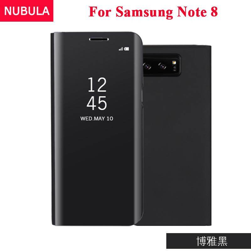 NUBULA Luxury Mirror Clamshell Hard Shell Flip Case For Samsung Galaxy Note 8 N9500 N950F,Soft Leather Flip Clear View Case
