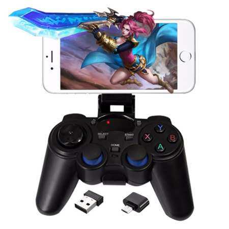 2.4 กรัมไร้สายตัวควบคุมที่จับเล่นเกมจอยสติ๊ก Gamepad สำหรับคอมพิวเตอร์พีซี/PS3/PC360/โทรศัพท์ Android, สมาร์ททีวี, ฯลฯสีดำ