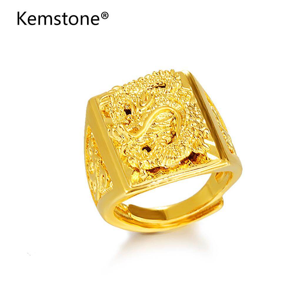 Kemstone Domineering 24K Plated Gold Adjustable Dragon Rings Fashion imitation gold Jewelry Gifts For Men