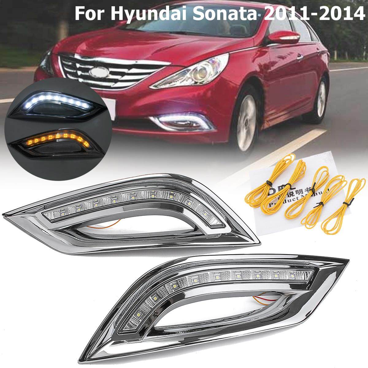 Cặp ĐÈN LED Trắng + Vàng Đèn Chạy Ban Ngày Cho Xe Hyundai Sonata 2011-2014