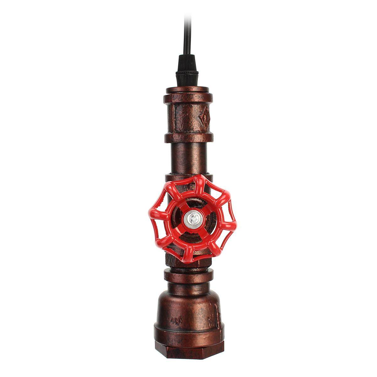 copper pipe red stop tap industrial vintage style pendant light valve E27