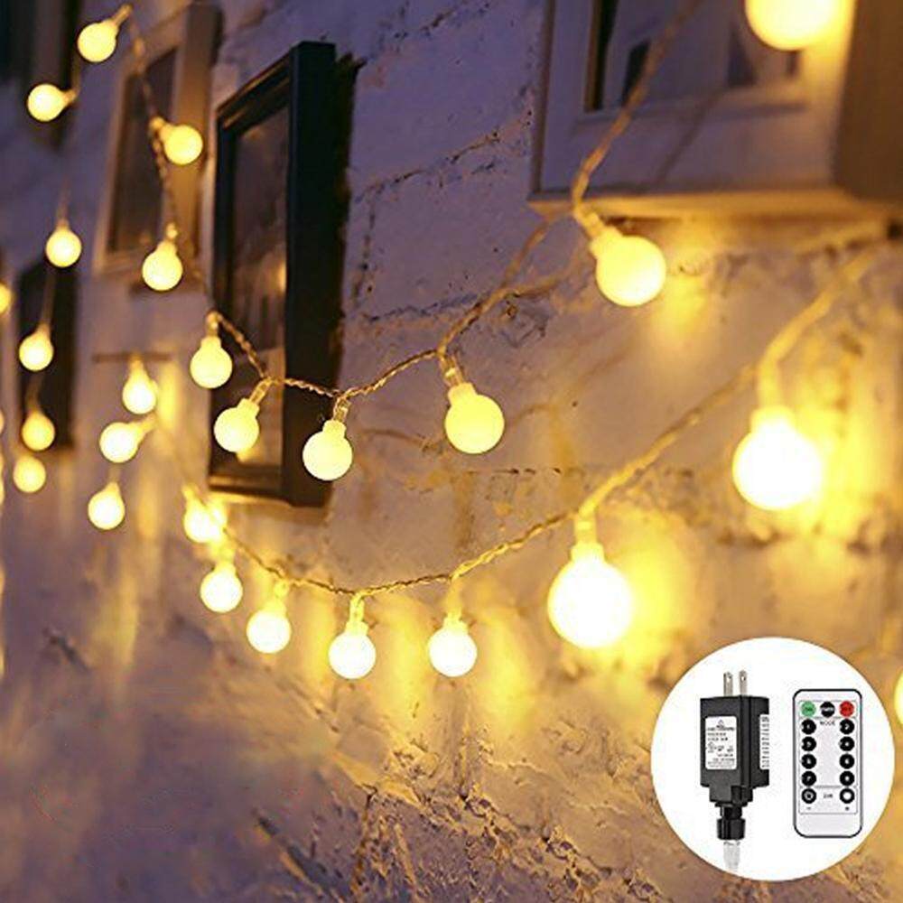 leegoal Outdoor String Lights, 100 LED Waterproof Ball Lights, 8 Lighting Modes, Battery Powered Starry Fairy String Lights For Garden,Christmas Tree, Parties