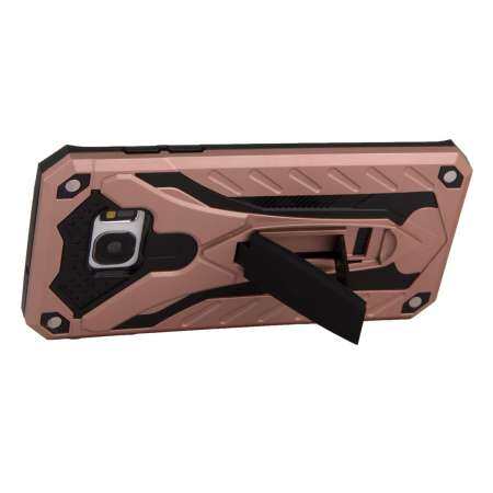 for Samsung Galaxy S7 Edge Case [Dots  Stripes] 2in1 Hybrid PC+TPU Armor Back Case Cover, Metal Pad, with Built in Stand Holder, Skidproof, Shock Absorption, Mix  Match