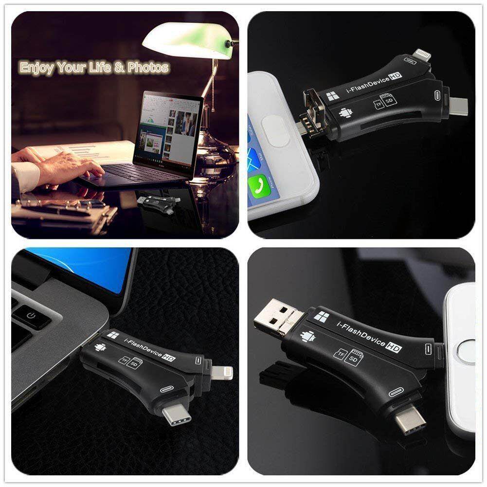 🐇【100%Authentic】🐇Đầu Đọc Thẻ SD iPhone/Micro Usb/USB Type-C/USB 4 Trong 1 Cho iPhone iPad Mac & Android, SD & Micro SD, PC