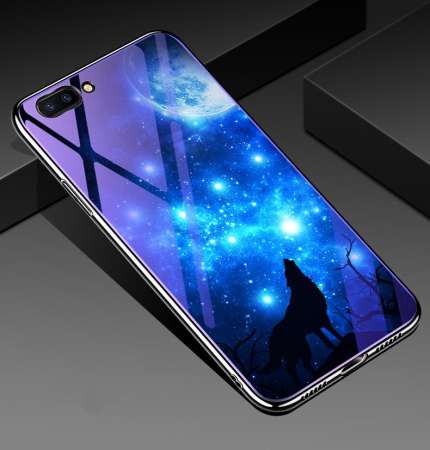 เคสโทรศัพท์สำหรับ OPPO A3s Soft TPU Silicon Funda แก้วฝาหลังดอกไม้ฝาครอบโทรศัพท์กระจกเทมเปอร์สีน้ำเงินปลอกของ OPPO A3s