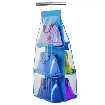Wangyue 6 Pocket Clear Shelf Bags Purse Handbags Organizer Door