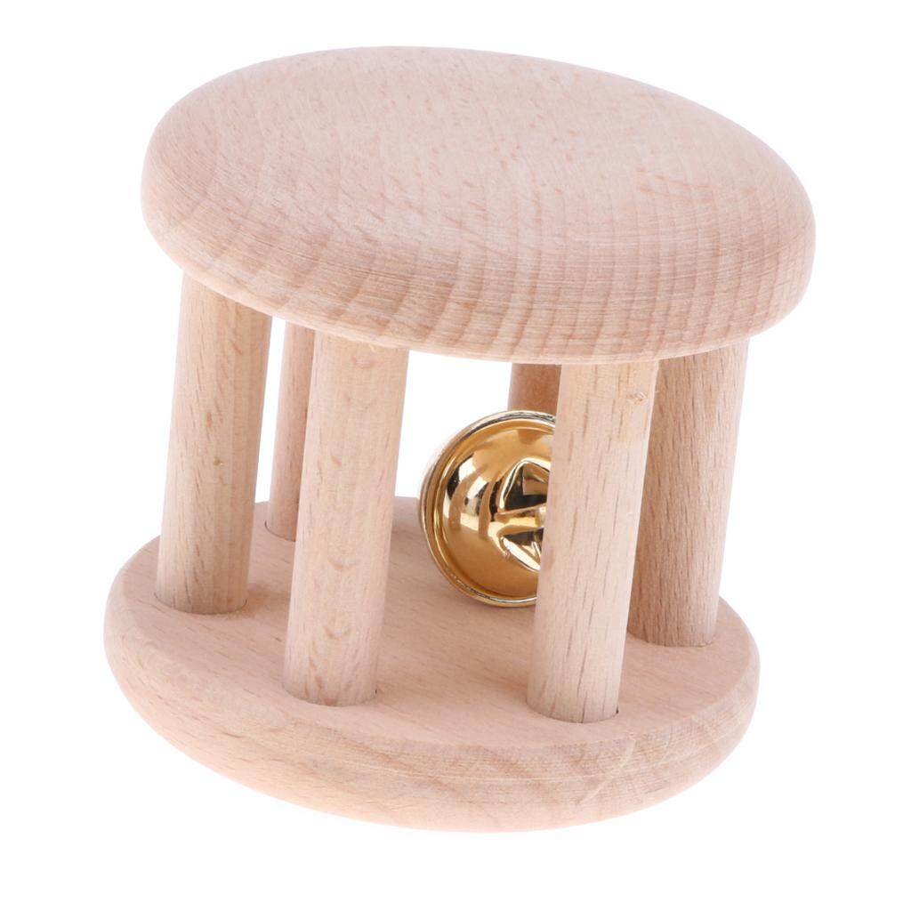 Montessori Wooden Rattle Teether Baby Grasping Teething Developmental Toys