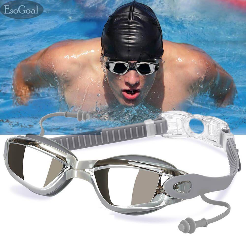 EsoGoal Swim Goggles, Swimming Goggles for Adult Men Women Youth Kids Child, Triathlon Equipment, with Mirrored & Clear Anti-Fog, Waterproof, UV 400 Protection Lenses